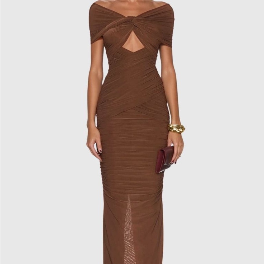 Chic Strapless Brown Dress